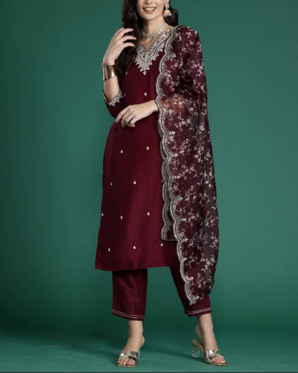 Women Viscose Rayon Kurta Salwar Dupatta Set-KYAMSTORE