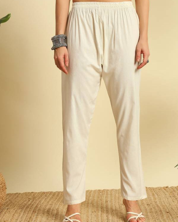 Women Khadi Cotton Kurti Pant Dupatta Set-KYAMSTORE