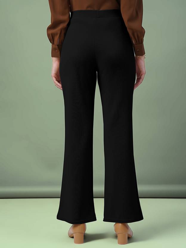 Women Regular Fit Black Lycra Blend Trousers | Delivery: 10 to 12 business days | Limited stocks available