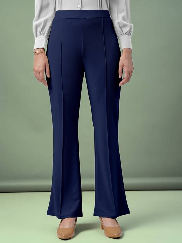 Women Regular Fit Black Lycra Blend Trousers | Delivery: 10 to 12 business days | Limited stocks available