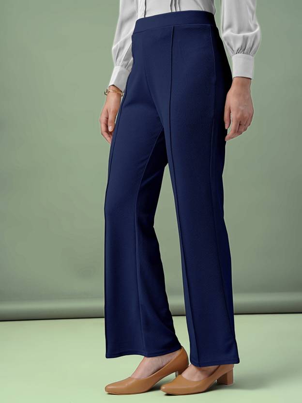 Women Regular Fit Black Lycra Blend Trousers | Delivery: 10 to 12 business days | Limited stocks available
