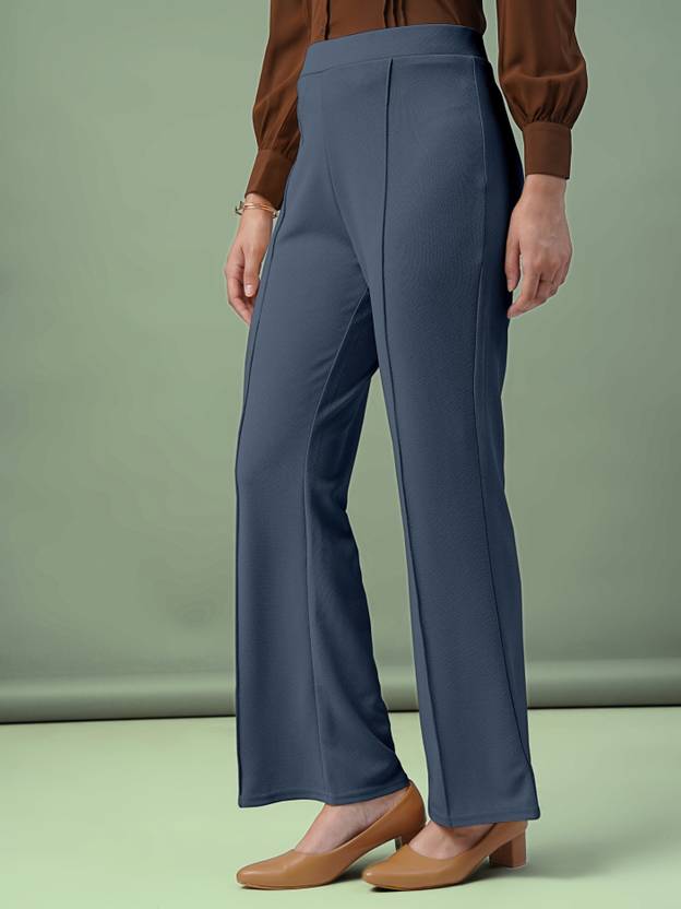 Women Regular Fit Black Lycra Blend Trousers | Delivery: 10 to 12 business days | Limited stocks available