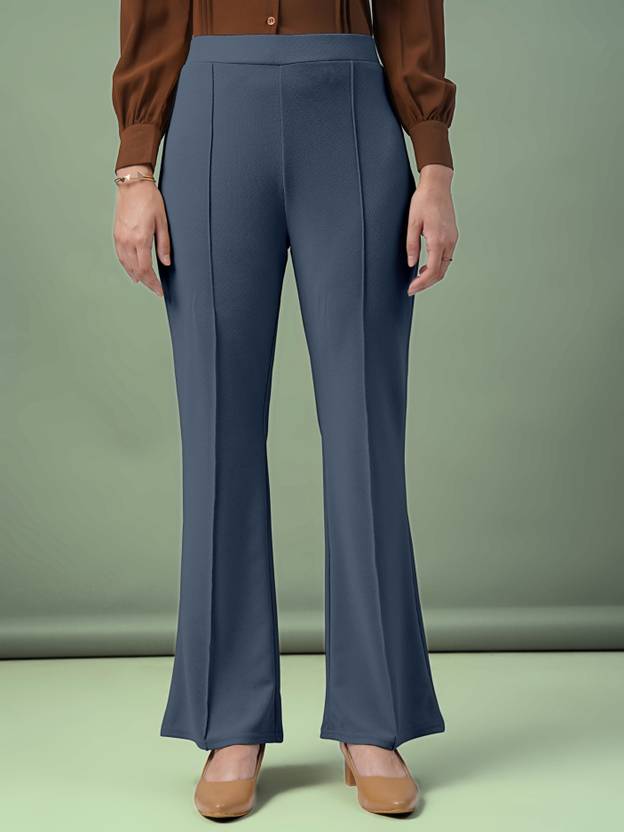 Women Regular Fit Black Lycra Blend Trousers | Delivery: 10 to 12 business days | Limited stocks available