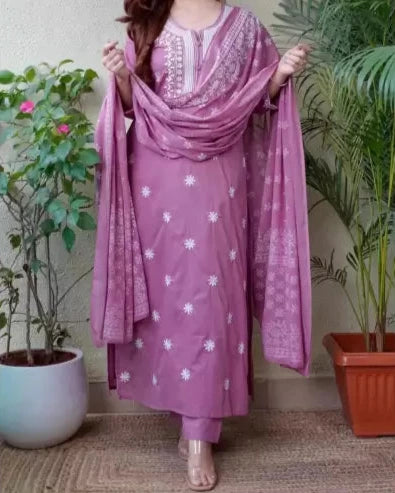 Women Viscose Rayon Kurta Pant Dupatta Set-KYAMSTORE