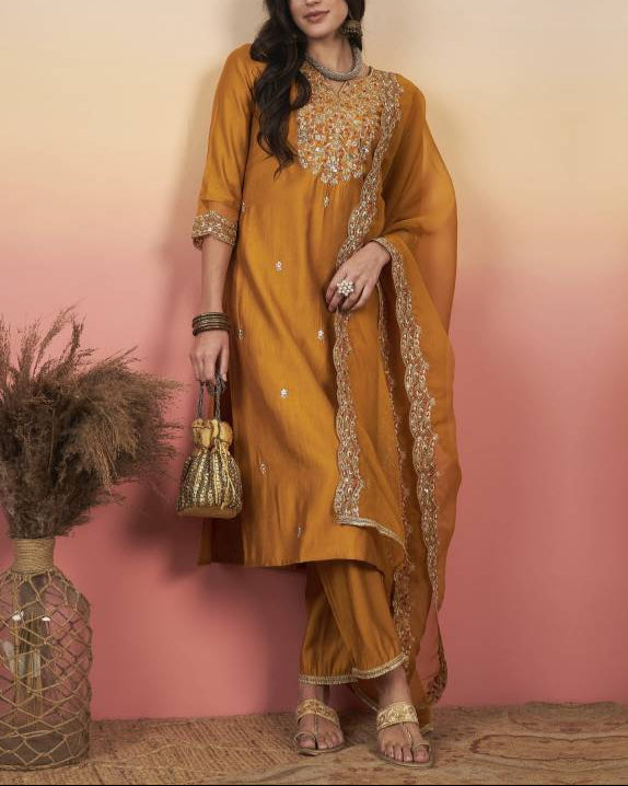 Women Viscose Rayon Kurta Pant Dupatta Set-KYAMSTORE