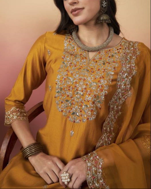 Women Viscose Rayon Kurta Pant Dupatta Set-KYAMSTORE