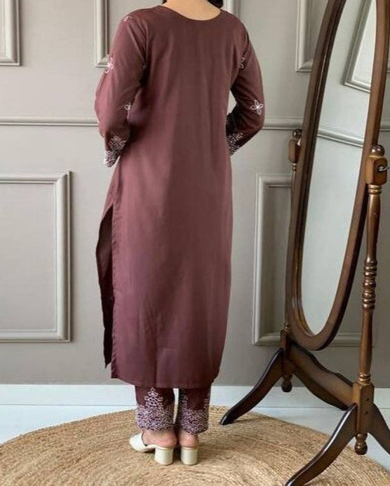 Women Chanderi Kurti Palazzo Attached Dupatta Set-KYAMSTORE