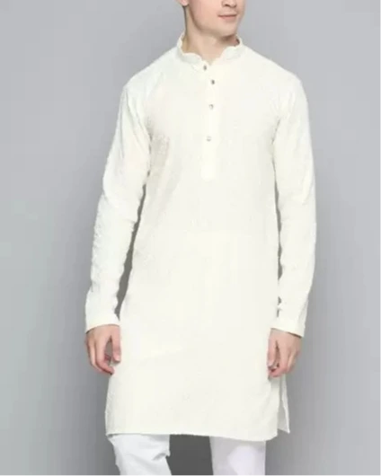 Men Chikan Embroidery Viscose Rayon Ethnic Dress (Color Variants)-KYAMSTORE