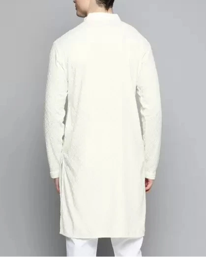 Men Chikan Embroidery Viscose Rayon Ethnic Dress (Color Variants)-KYAMSTORE