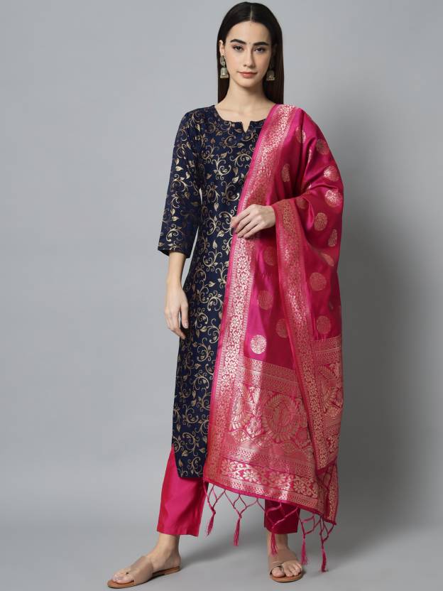Women Cotton Silk Kurta Pant Set
