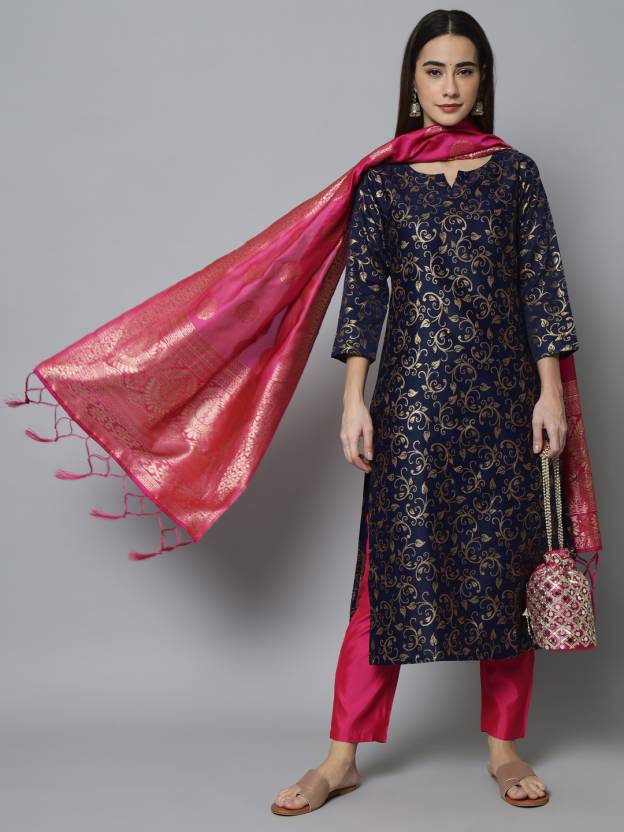 Women Cotton Silk Kurta Pant Set