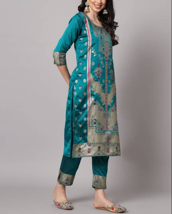 Women Cotton Silk Kurta Pant Dupatta Set-KYAMSTORE