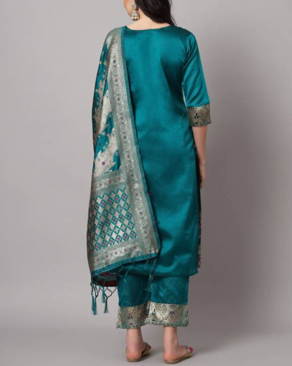 Women Cotton Silk Kurta Pant Dupatta Set-KYAMSTORE