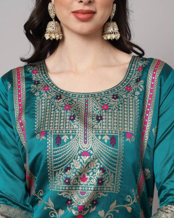 Women Cotton Silk Kurta Pant Dupatta Set-KYAMSTORE