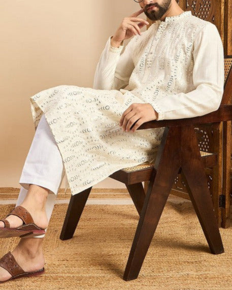Embroidered Straight Kurta-KYAMSTORE