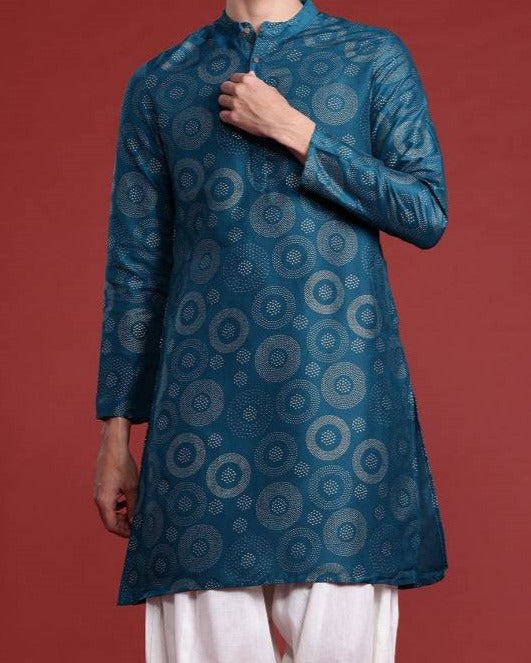 Men Printed Polyester Straight Kurta-KYAMSTORE