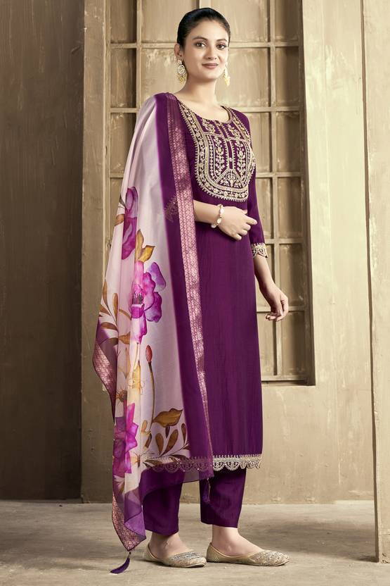 Women Silk Blend Kurta Pant Dupatta Set | Delivery: 10 to 12 business days | Limited stocks available