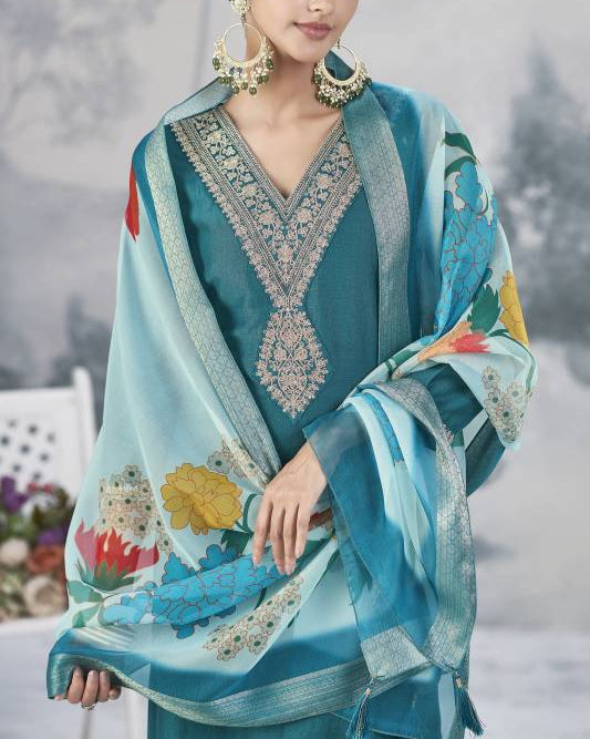 Women Silk Blend Kurta Pant Dupatta Set-KYAMSTORE