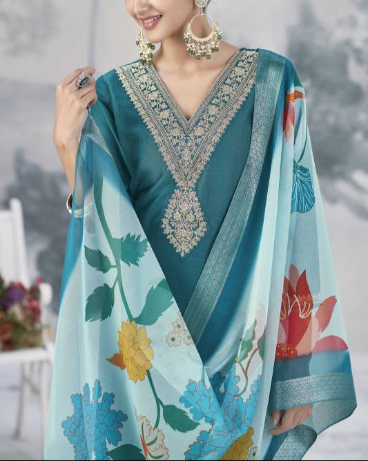 Women Silk Blend Kurta Pant Dupatta Set-KYAMSTORE