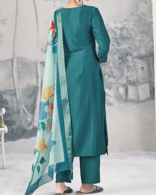Women Silk Blend Kurta Pant Dupatta Set-KYAMSTORE