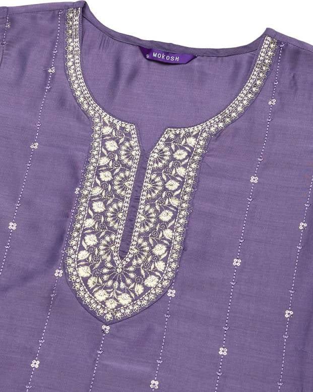 Women Muslin Kurta Pant Dupatta Set-KYAMSTORE