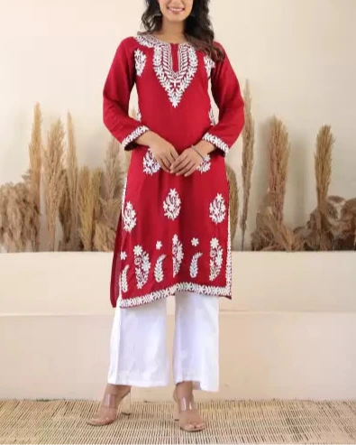 Women Cotton Rayon Kurti Palazzo Set (Colors Variants)-KYAMSTORE