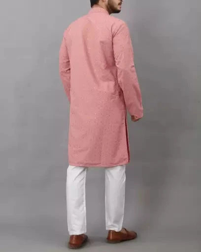 Men Chikan Embroidery Viscose Rayon Ethnic Dress (Color Variants)-KYAMSTORE