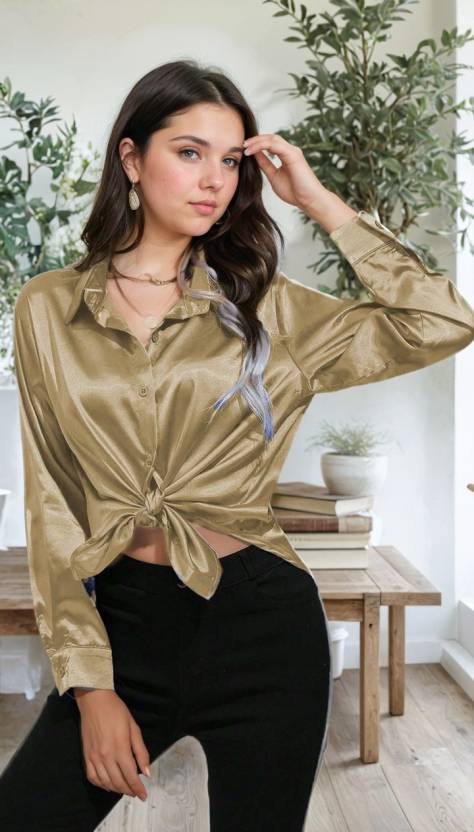Women Regular Fit Solid Spread Collar Casual Shirt-KYAMSTORE