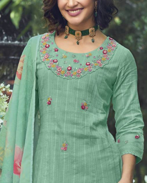 Women Pure Cotton Kurta Pant Dupatta Set-KYAMSTORE