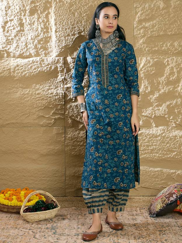 Women Pure Cotton Kurta Salwar Dupatta Set | Delivery: 10 to 12 business days | Limited stocks available