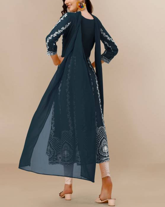 Women Georgette Kurta Dupatta Set-KYAMSTORE