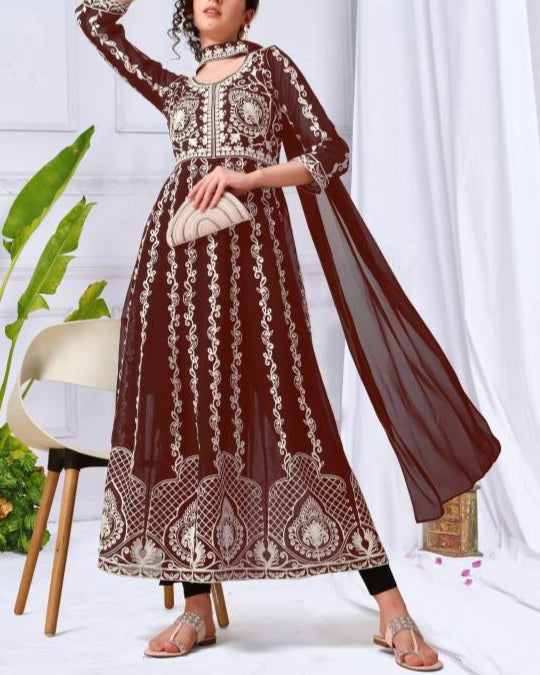 Women Georgette Kurta Dupatta Set-KYAMSTORE