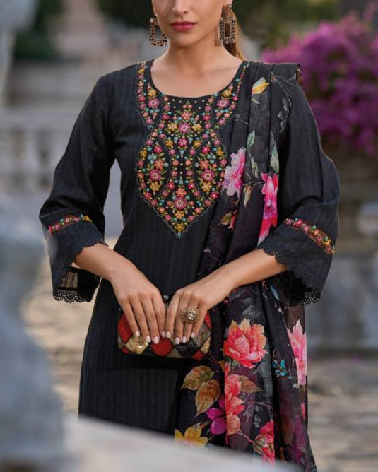 Women Pure Cotton Kurta Pant Dupatta Set-KYAMSTORE