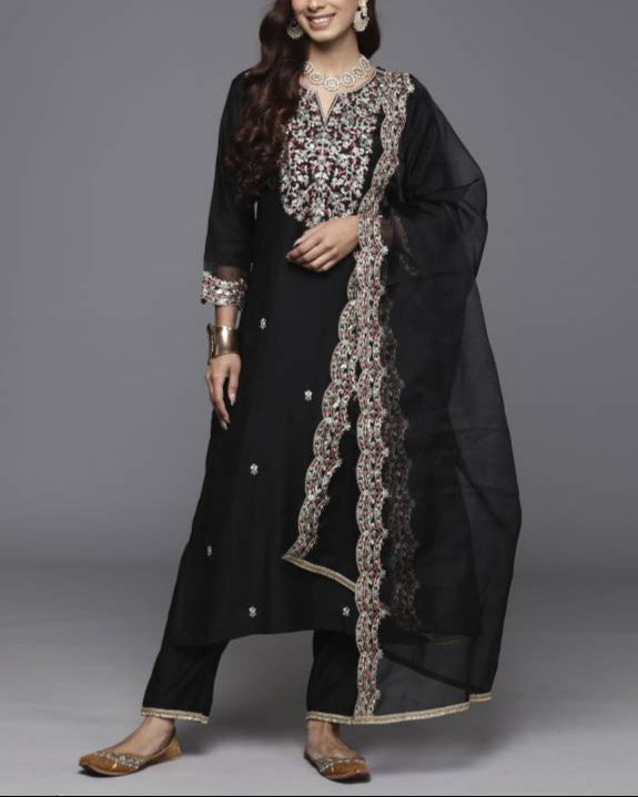 Women Viscose Rayon Kurta Pant Dupatta Set-KYAMSTORE