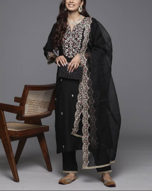 Women Viscose Rayon Kurta Pant Dupatta Set-KYAMSTORE
