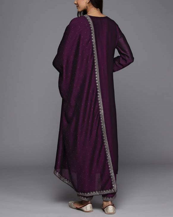 Women Silk Blend Kurta Pant Dupatta Set-KYAMSTORE