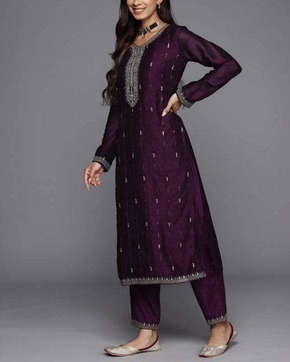 Women Silk Blend Kurta Pant Dupatta Set-KYAMSTORE
