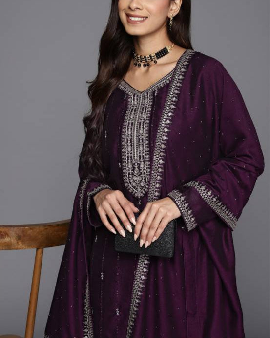 Women Silk Blend Kurta Pant Dupatta Set-KYAMSTORE