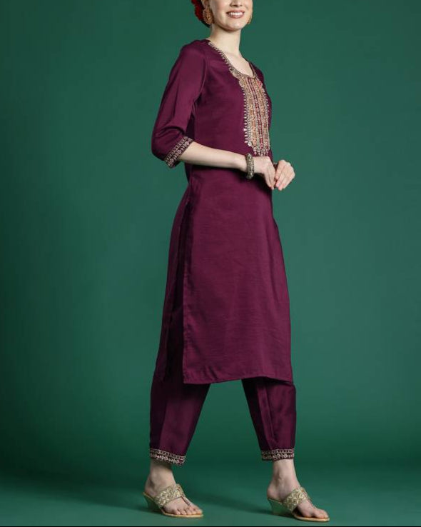 Women Silk Blend Kurta Pant Dupatta Set-KYAMSTORE