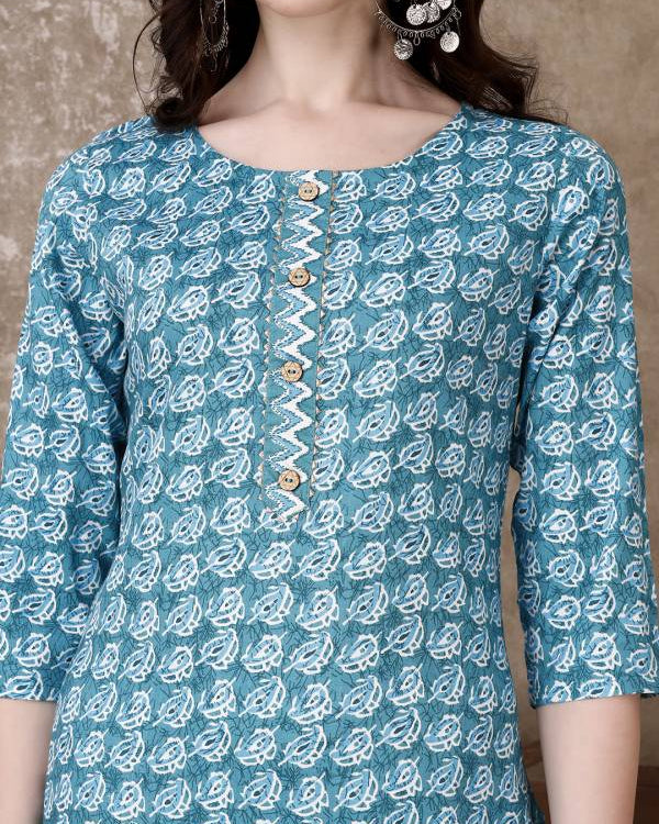 Women Cotton Blend Kurta Pant Dupatta Set-KYAMSTORE