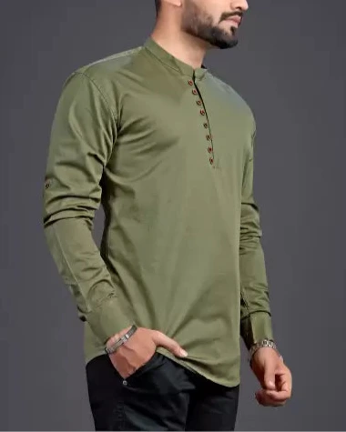 Men Solid Pure Cotton Straight Kurta (Color Variants)-KYAMSTORE