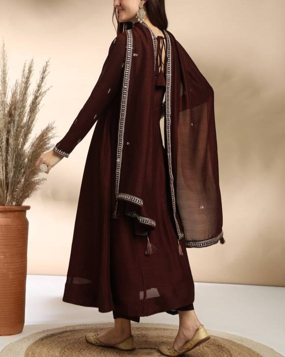 Women Silk Blend Kurta Pant Dupatta Set-KYAMSTORE
