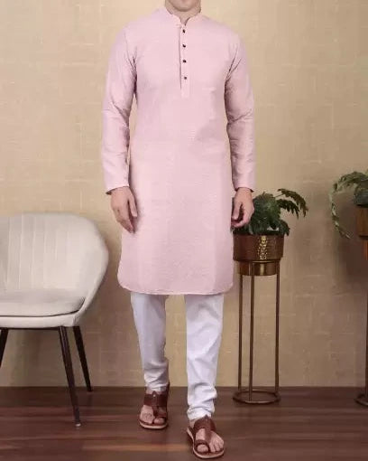 Men Paisley, Embroidered Cotton Blend Straight Kurta-KYAMSTORE