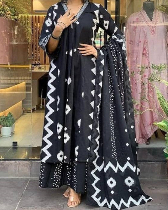 Women Viscose Rayon Kurta Pant Dupatta Set-KYAMSTORE