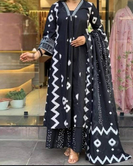 Women Viscose Rayon Kurta Pant Dupatta Set-KYAMSTORE