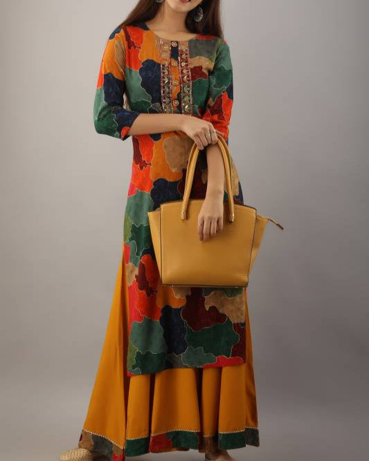 Women Viscose Rayon Kurta Palazzo Set-KYAMSTORE