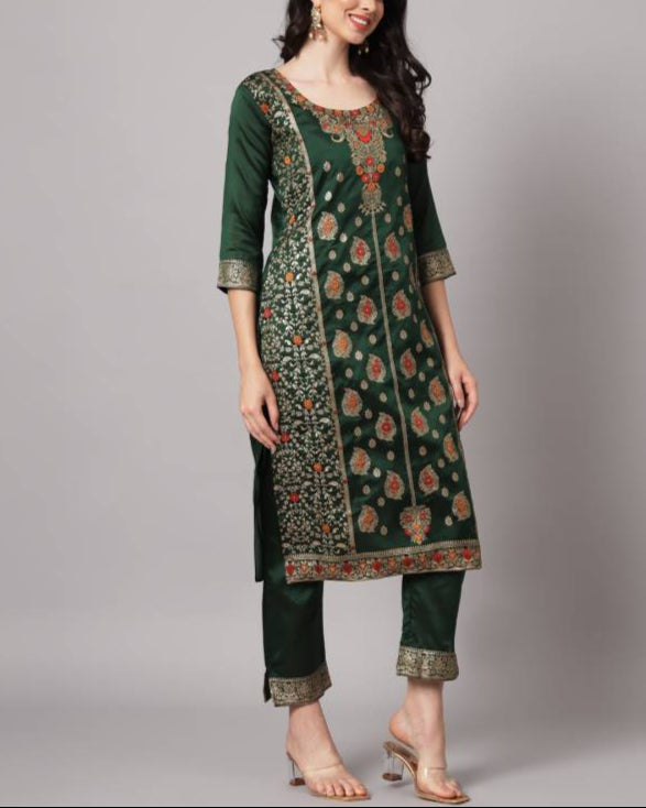 Women Cotton Silk Kurta Pant Dupatta Set-KYAMSTORE