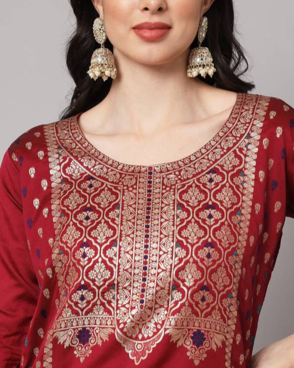 Women Cotton Silk Kurta Pant Dupatta Set-KYAMSTORE
