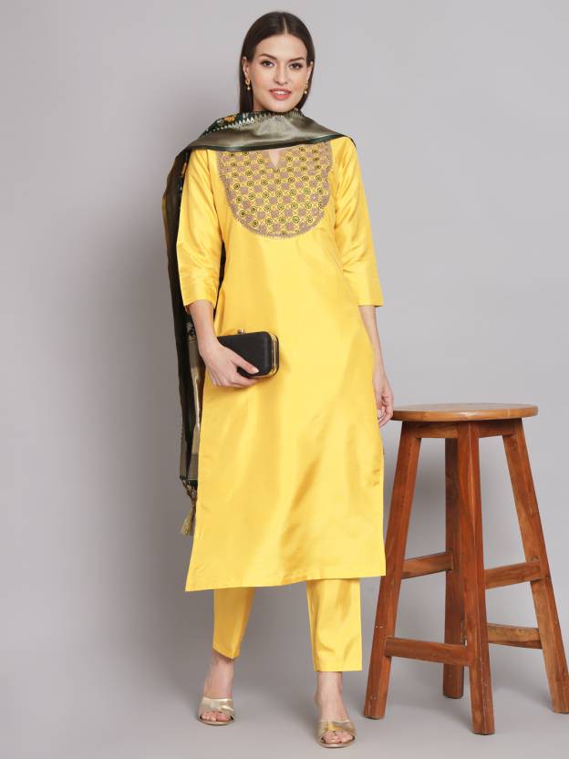 Women Silk Blend Kurta Pant Set