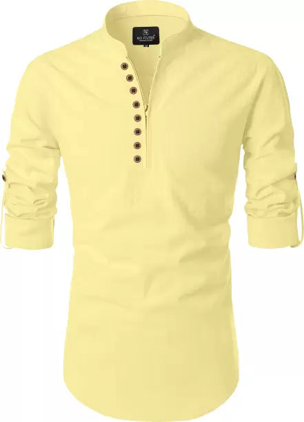 Men Solid Pure Cotton Straight Kurta (Color Variants)-KYAMSTORE